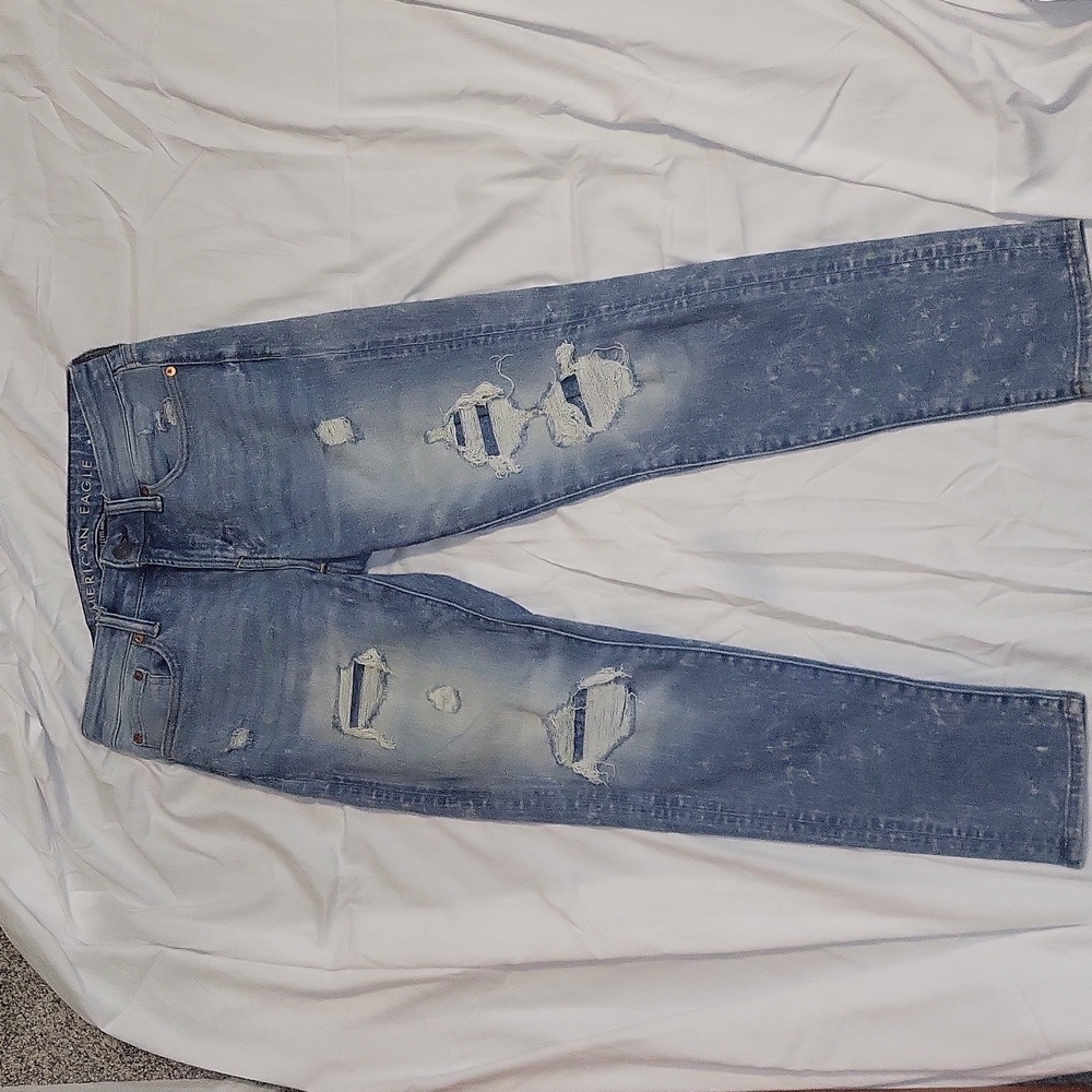American Eagle Skinny Next Level Airflex washed and ripped jeans